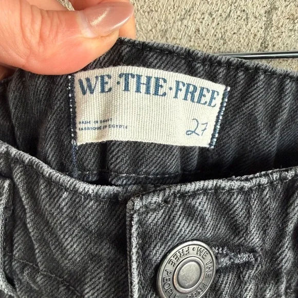 Free People Carpenter Jeans Wide Leg Cropped Utility Faded Black Women 27 Grunge - Picture 12 of 16